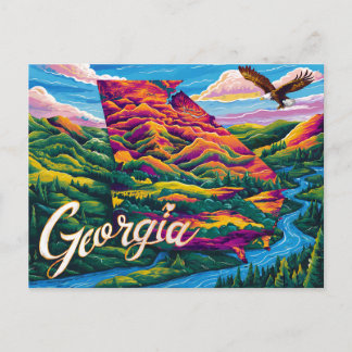 Stunning Georgia Map Art Postcard