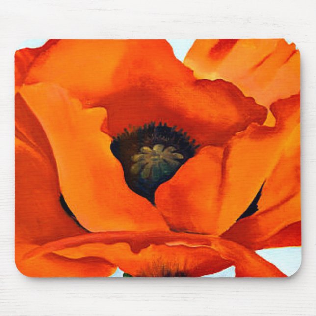 Stunning Georgia O'Keefe Red Poppy Flower Mouse Pad (Front)