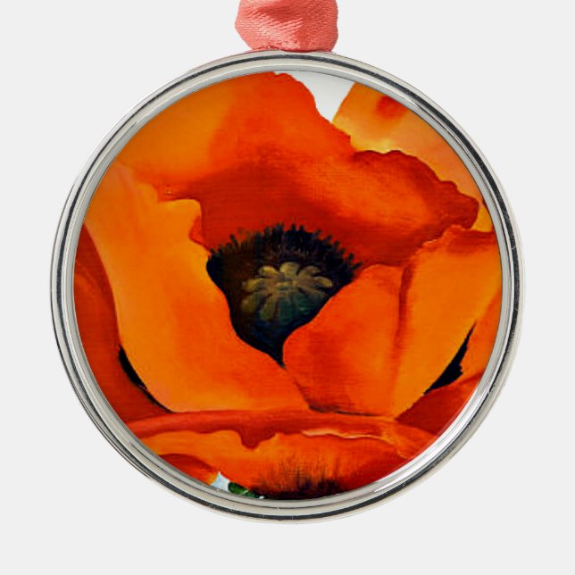 Stunning Georgia O'Keeffe Red Poppy Metal Ornament (Front)