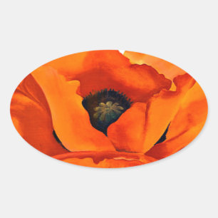 Stunning Georgia O'Keeffe Red Poppy Oval Sticker