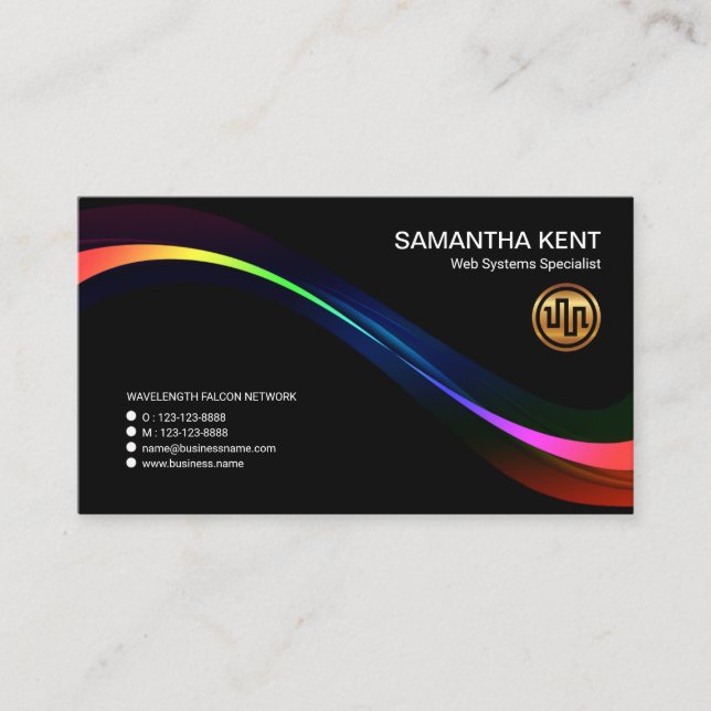 Stunning Glowing Colourful  Web Wave Systems Business Card (Front)
