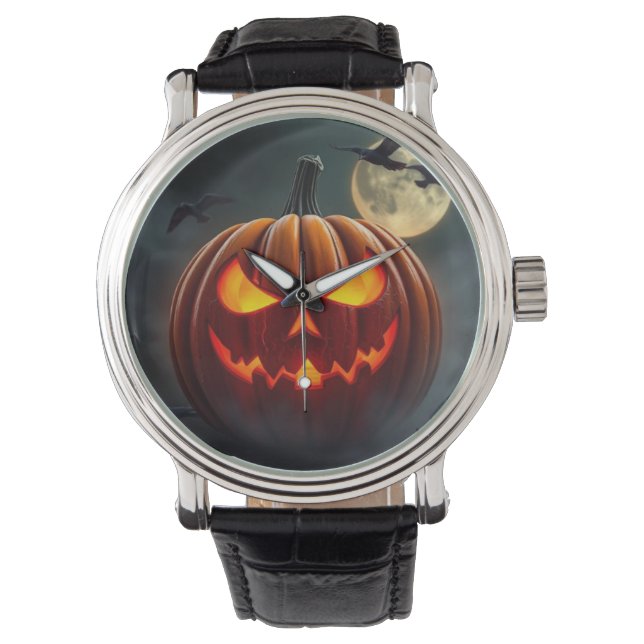 Stunning Glowing Pumpkin Watch for Halloween (Front)