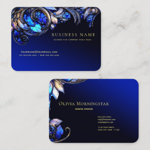 Stunning Gold and Blue Stain Glass  Business Card