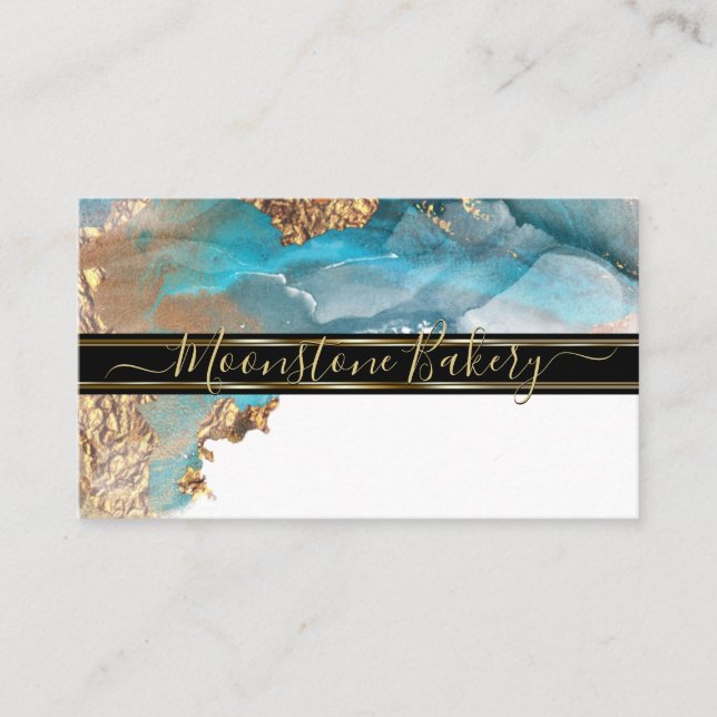 Stunning Gold Aqua Agate Business Card (Front)