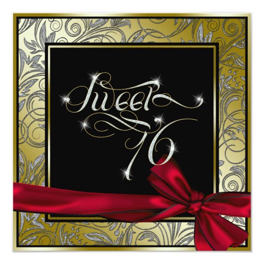 Stunning Gold Art Nouveau Sweet Sixteen Card