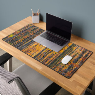 Stunning gold autumn forest desk mat