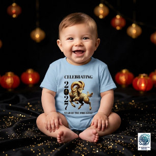 Stunning Gold Chinese Year of Fire Goat 2027 Baby T-Shirt