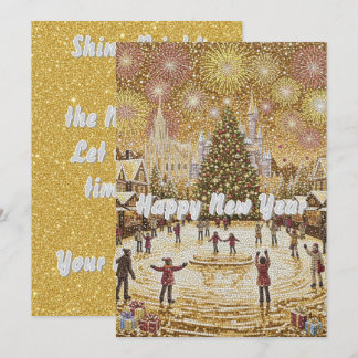 stunning Gold Glitter New Year's Eve Greeting Card