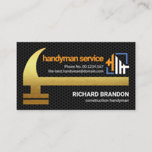 Stunning Gold Hammer Black Wire Mesh Handyman Business Card