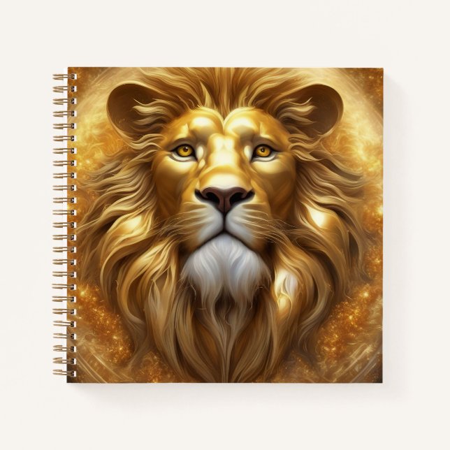 Stunning Gold Lion Head Notebook (Front)