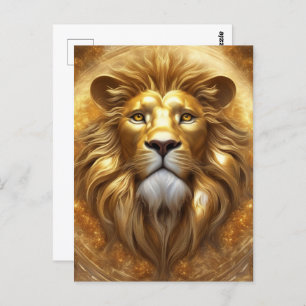 Stunning Gold Lion Head Postcard