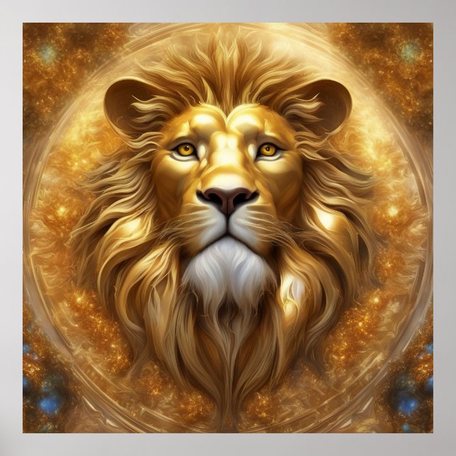 Stunning Gold Lion Head Poster (Front)