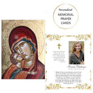 Stunning Gold Theotokos Memorial Prayer Card