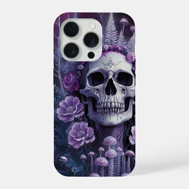Stunning Goth Skull on Plum, Midnight Macabre iPhone Case (Back)