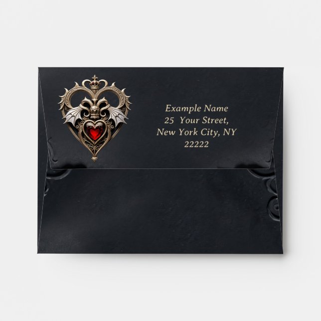 Stunning gothic heart  envelope (Back (Top Flap))