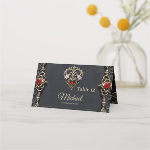 Stunning gothic heart  place card