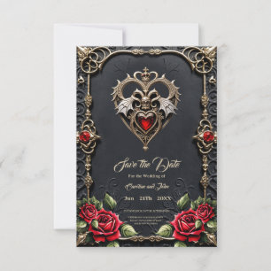 Stunning gothic heart  thank you card