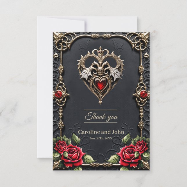 Stunning gothic heart  thank you card (Front)