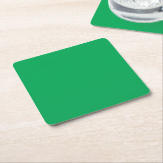 Stunning Green Background with White Border Design Square Paper Coaster