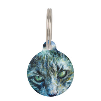 Stunning Green Eyed Cat Round Pet Tag