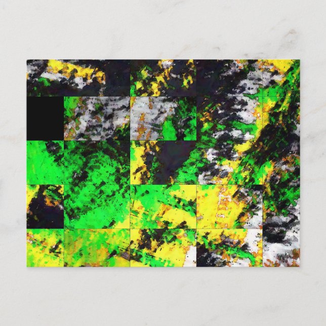 Stunning Green Yellow Abstract Fine Artwork Postcard (Front)