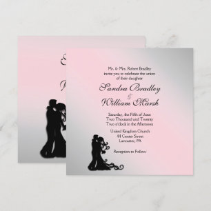 Stunning Grey and Pink Wedding Invitation