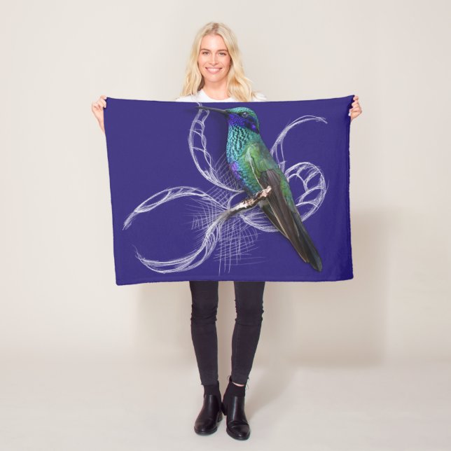 Stunning Hummingbird - personalise by adding name Fleece Blanket (In Situ)