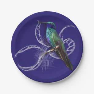 Stunning Hummingbird - personalise by adding name Paper Plate