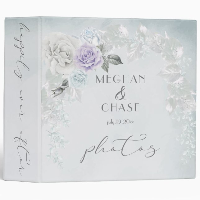 Stunning Ice Blue - Lilac and White Roses Binder (Front/Spine)