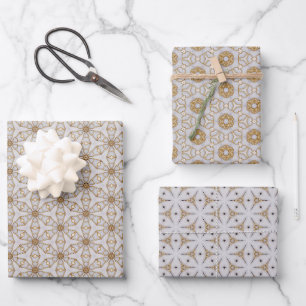 Stunning Ivory and Gold Dazzling Design Wrapping Paper Sheet