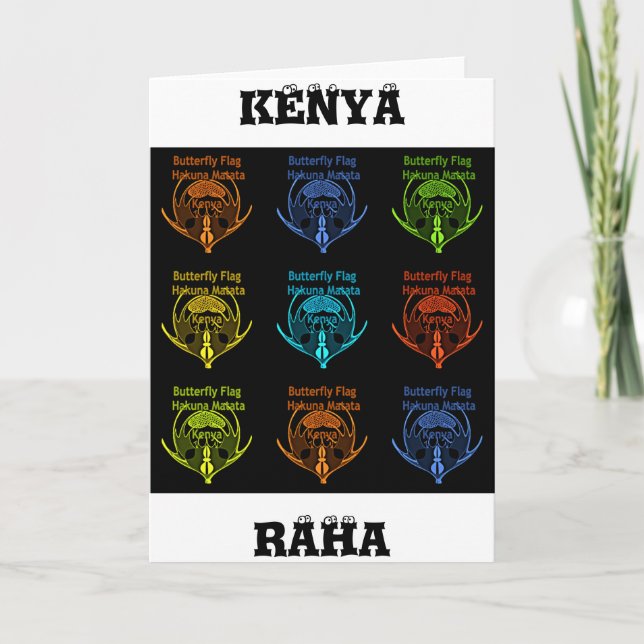 Stunning Kenyan Butterfly Flag Typography Elegant  Card (Front)