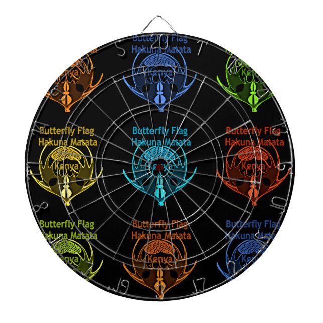 Stunning Kenyan Butterfly Flag Typography Elegant  Dartboard (Front)