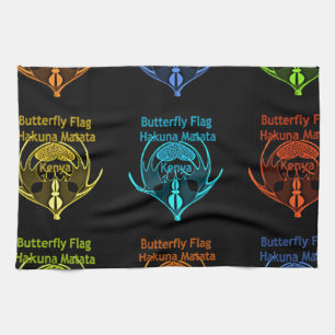 Stunning Kenyan Butterfly Flag Typography Elegant Kitchen Towel
