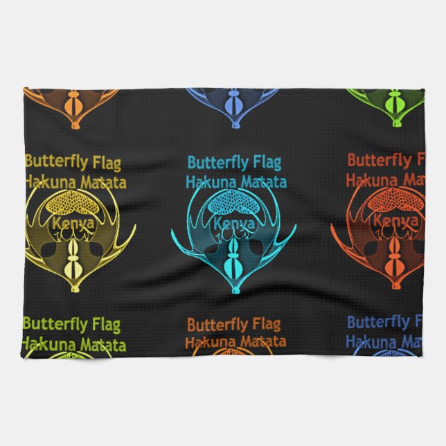 Stunning Kenyan Butterfly Flag Typography Elegant  Kitchen Towel (Horizontal)