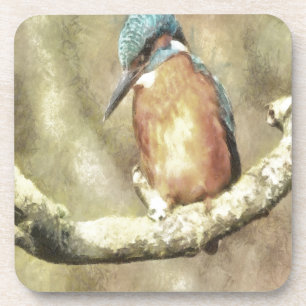Stunning Kingfisher In Watercolor Coaster