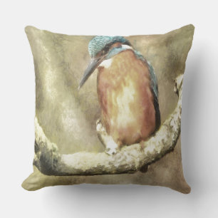 Stunning Kingfisher In Watercolor Throw Pillow