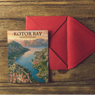 Stunning Kotor Bay Montenegro Vintage Travel Postcard