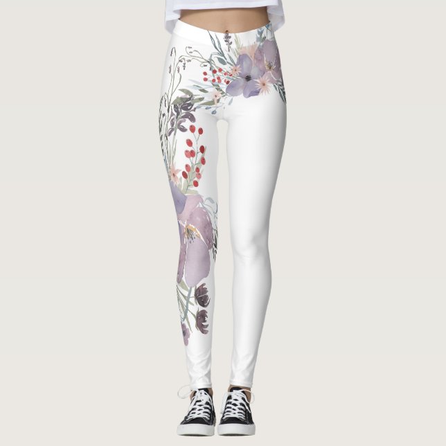 Stunning Lavender Flowers Leggings (Front)