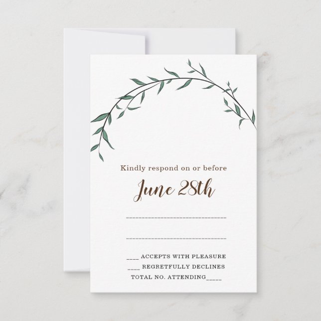 Stunning Leaf Jewish Rsvp Card & Envelope (Front)