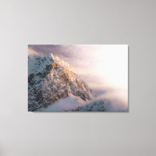 Stunning light and fog on mountain canvas print