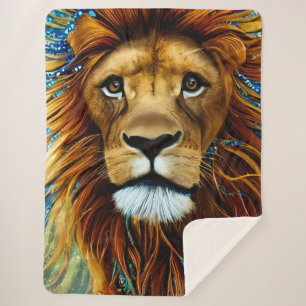Stunning Lion Sherpa Blanket