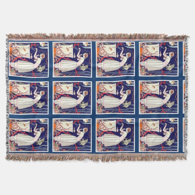 STUNNING LITTLE FISH,ART DECO BEAUTY FASHION THROW BLANKET (Front)