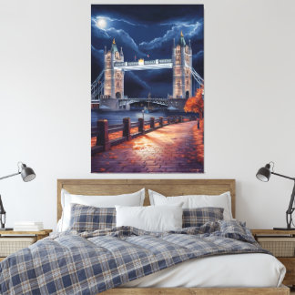 Stunning London Night Scene with Illuminated Tower Canvas Print
