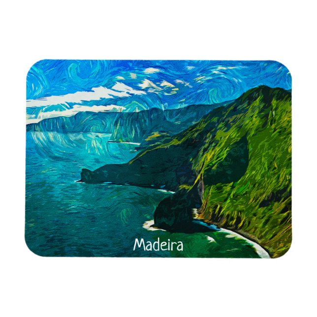 Stunning Madeira Coastal View Oil Paint Magnet (Horizontal)