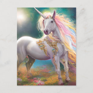 Stunning Magical Full Body White Unicorn Postcard