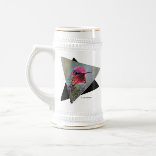 Stunning Male Anna's Hummingbird in Plum Tree Beer Stein
