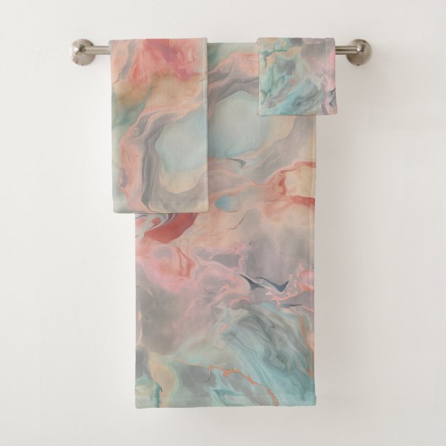 STUNNING MARBLE GREY BATHROOM TOWEL SET (Insitu)