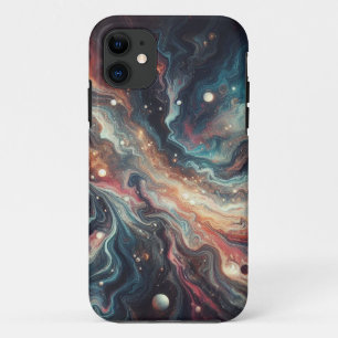 Stunning marble texture in cosmic colors iPhone 11 case