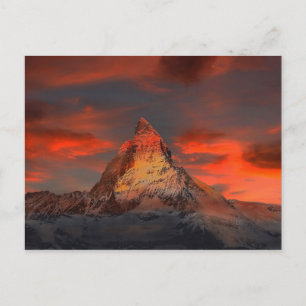 Stunning matterhorn red sky landscape postcard