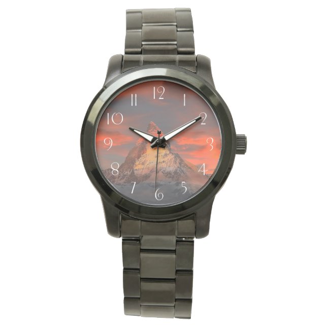Stunning matterhorn red sky landscape watch (Front)